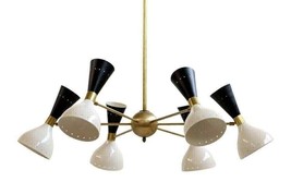 vintage Chandelier Brass Mid Century Sputnik Vintage Light Ceiling Lamp Fixture - £351.26 GBP