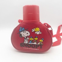 Vintage Peanuts Snoopy Woodstock Red Canteen Carry Strap Cup Lid Thermos... - £19.95 GBP