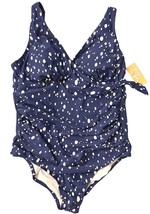 Kona Sol Women&#39;s Plus Size Laceup One Piece Swimsuit- Navy/White 16W - £23.45 GBP