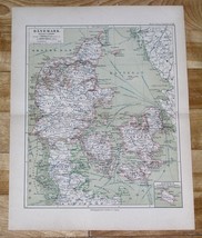 1892 Original Antique Map Of Denmark / SCHLESWIG-HOLSTEIN Germany - $24.22