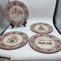 Restoration Hardware Set of 4- 10” Christmas Holiday Theme Tin Plates Re... - £26.80 GBP