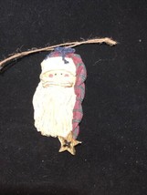 Ceramic Santa Claus Christmas Ornament Vintage St Nick Stocking cap plaid - £4.70 GBP