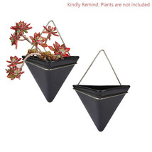 2 x Wall Hanging Planter Triangle Air Planter Succulent Flower Container Black - £48.69 GBP