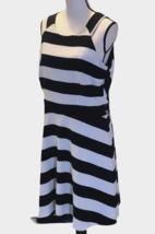 Rachel Roy Womens Stripe Fit And Flare Dress Size 14 Peekaboo Back Beaded Belt - £17.01 GBP