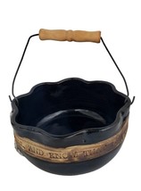 Pottery Bowl w/ Wooden Handle Blue Glaze Psalm 46:10 &quot;Be still &amp; Know that I - £18.64 GBP