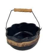 Pottery Bowl w/ Wooden Handle Blue Glaze Psalm 46:10 &quot;Be still &amp; Know th... - £18.37 GBP