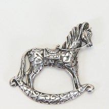 Vintage Jezlaine Sterling Silver Rocking Horse Pin Brooch Openwork Scrol... - $29.39