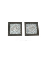 Scratch &amp; Dent Set of 2 Wood Framed Stamped Metal Coastal Seashell Wall ... - £20.03 GBP