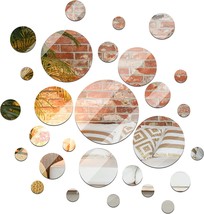 28 Pcs. Of Real Glass Round Mirror Tiles With Frameless Round Wall Mirrors And - £27.90 GBP