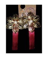 Two very gorgeous red and gold flower barrettes - $28.52 CAD