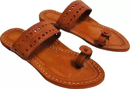 Women Girls Kolhapuri Soft Leather Chappal ethnic flat ST73 Jutti US Size 6-11 - £29.64 GBP