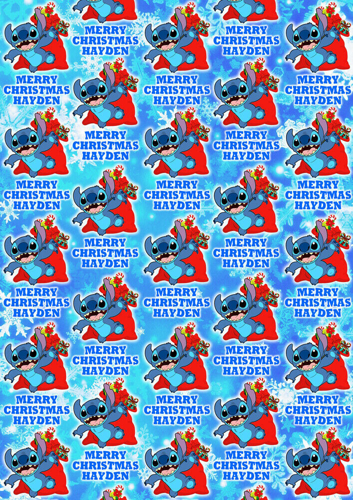 DISNEY STITCH Personalised Christmas Gift Wrap - Lilo &amp; Stitch Wrapping ... - $4.87
