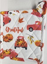 Tapestry Jumbo Pot Holder(8&quot;x8&quot;) Fall,Harvest,Red Truck W/PUMPKINS, Grateful, Hc - £5.43 GBP