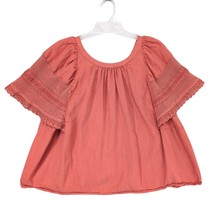Old Navy Women&#39;s L Crochet Lace Short Sleeve Blouse Top Red Peasant Boho... - $20.00