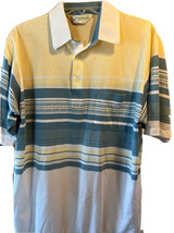 Vintage Palmland Short Sleeve Striped Size M Polo Shirt Golf Pocket - $14.35