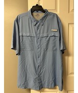 Realtree Fishing Shirt Short Sleeve Vented Button Up Men’s Shirt 2XL Blue - £14.21 GBP