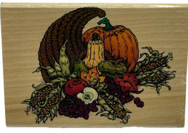 Thanksgiving Cornucopia Corn Rubber Stamp 6631P Vintage 1999 Cindy Lyson... - $15.45