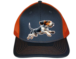 Cap Hat Gray Neon Orange Mesh Back Dog Coonhound Bluetick Coon Hunter Co... - $20.99
