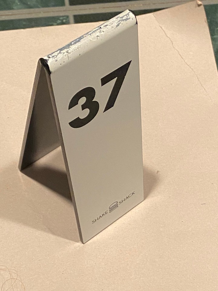 Shake Shack #37 Plastic White Table Tent *Pre Owned/w/Wear* rrr1 - $12.99