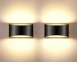 Indoor Dimmable Wall Sconces Sets Of 2, Modern Black Led Up Down Wall La... - £75.13 GBP