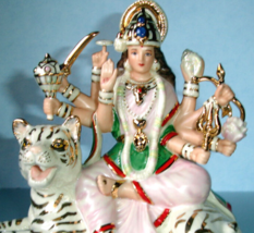 Lenox Durga Goddess of Strength Figurine Hindu Battle Queen on White Tiger New - £114.74 GBP