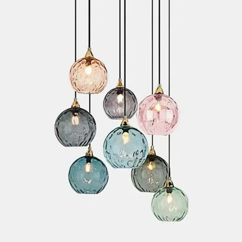  pendant lights for living room restaurant water grain glass color hanging lamp fixture thumb200