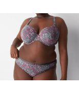 Lane Bryant CACIQUE Cotton Wide Side THONG Panty GRAY FLORAL Plus 26/28 ... - $15.94