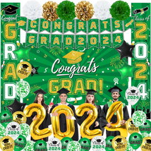 Graduation Party Decorations Green and Gold Class of 2024 Graduation Party Suppl - £33.68 GBP