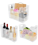 3 Pcs Freezer Organizer Bins With Wheel Clear Plastic Pantry Organizer And - $700.93 MXN