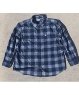 Carhartt Original Fit Button Front Work Blue Flannel Plaid Shirt Men 2XL - $33.93 CAD