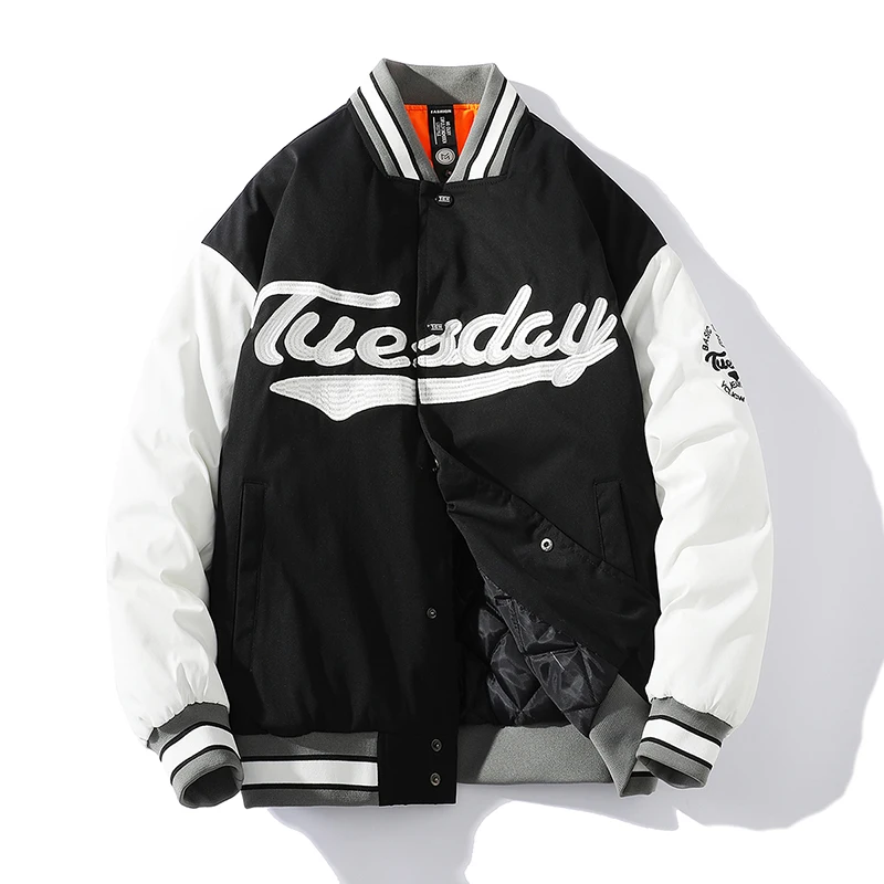 NEEDLESNOAH Winter Bomber Jacket Men Thick Streetwear Loose Baseball Jackets Coa - £166.12 GBP