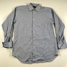 David Donahue Knöpfe Shirt Herren 15.5 32/33 Blau Weiß Gestreift Baumwolle - $16.82