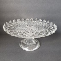 Optic Clear Round 9&quot; Pressed Glass Cake Stand - £24.72 GBP