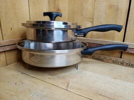 Viintage KITCHEN CRAFT 3 Ply 18-8 Stainless Steel 9.5" &amp; 7.5" SKILLET Fr... - $105.95