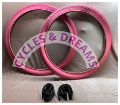 Two Solid Pink Bike Tires 26 X 2.125 W/ 2 Tubes, Lowrider Cruiser Chopper Bike - £42.72 GBP