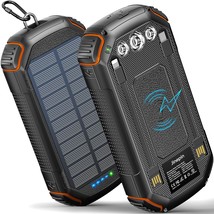 Solar Power Bank 36000Mah,Solar Charger Wireless Built In 3 Cables Ipx5 Waterpro - £59.09 GBP