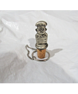 Solid Pewter Chef w/Cork Wine Bottle Stopper w/Chain &amp; Ring by Chenco - £19.73 GBP
