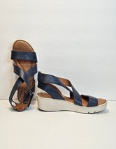 Born Sandals Womens Size 9 Blue Leather Strappy Wedge Ankle Strap BR0000834 - £19.81 GBP