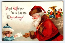 Santa Claus Christmas Postcard Ellen Clapsaddle Saint Nick Boy Letter Un... - £19.42 GBP