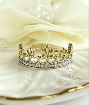 0.50CT Simulated Diamond Fancy Crown Tiara Ring 14K Yellow Gold Plated S... - $90.99