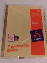 Avery 11306 25 Tab A-Z Preprinted Tab Dividers 1 Set Buff Tabs  - $7.99