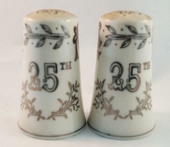 Vintage Lefton&#39;s 1957 25th Anniversary Salt &amp; Pepper Shakers Japan - £11.67 GBP