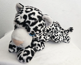 Walmart Snow Leopard Plush Stuffed Animal White Black Spots Glitter Blue Eyes - £11.85 GBP