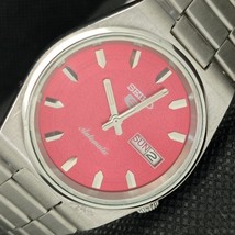 Genuine Vintage Seiko 5 Automatic Japan Mens DAY/DATE Red Watch 621e-a415939 - $46.00
