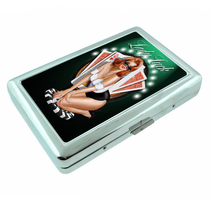 Irish Pin Up Girls D2 Silver Metal Cigarette Case RFID Protection Wallet