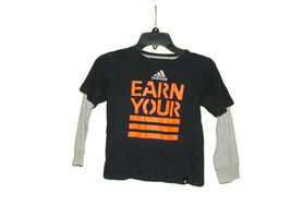 Adidas Black And Orange Long Sleeve T-shirt 6 Boys Earn Your Stripes - £6.89 GBP