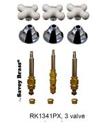 Savoy RK1341PX 3 Valve Rebuild Kit Chrome Plated Porcelain Handles - $154.45