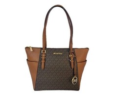 MICHAEL KORS Charlotte Handbag/Purse Shoulder Bag Tote ~ BROWN ~ Top Zip... - £119.87 GBP