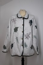 Vtg 90s Bold Spirit XLP Gray Fleece Button Fall Leaf Embroidered Appliqu... - $29.45