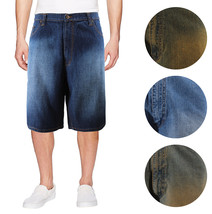 Men&#39;s Cotton Blend Denim Faded Wash Quality Relaxed Fit Casual Jean Shorts - £23.74 GBP